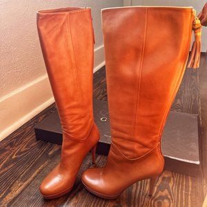 Gucci Leather Tassel Accents Zip-Up Boots, Size 38
